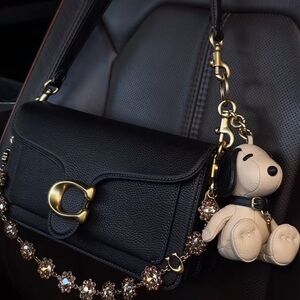 Coach Black Shoulder Bag with Gold Accents
